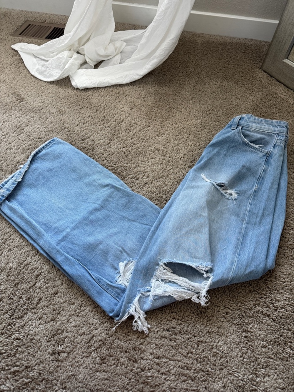 Flying Monkey High Rise Distressed Light Blue Jeans